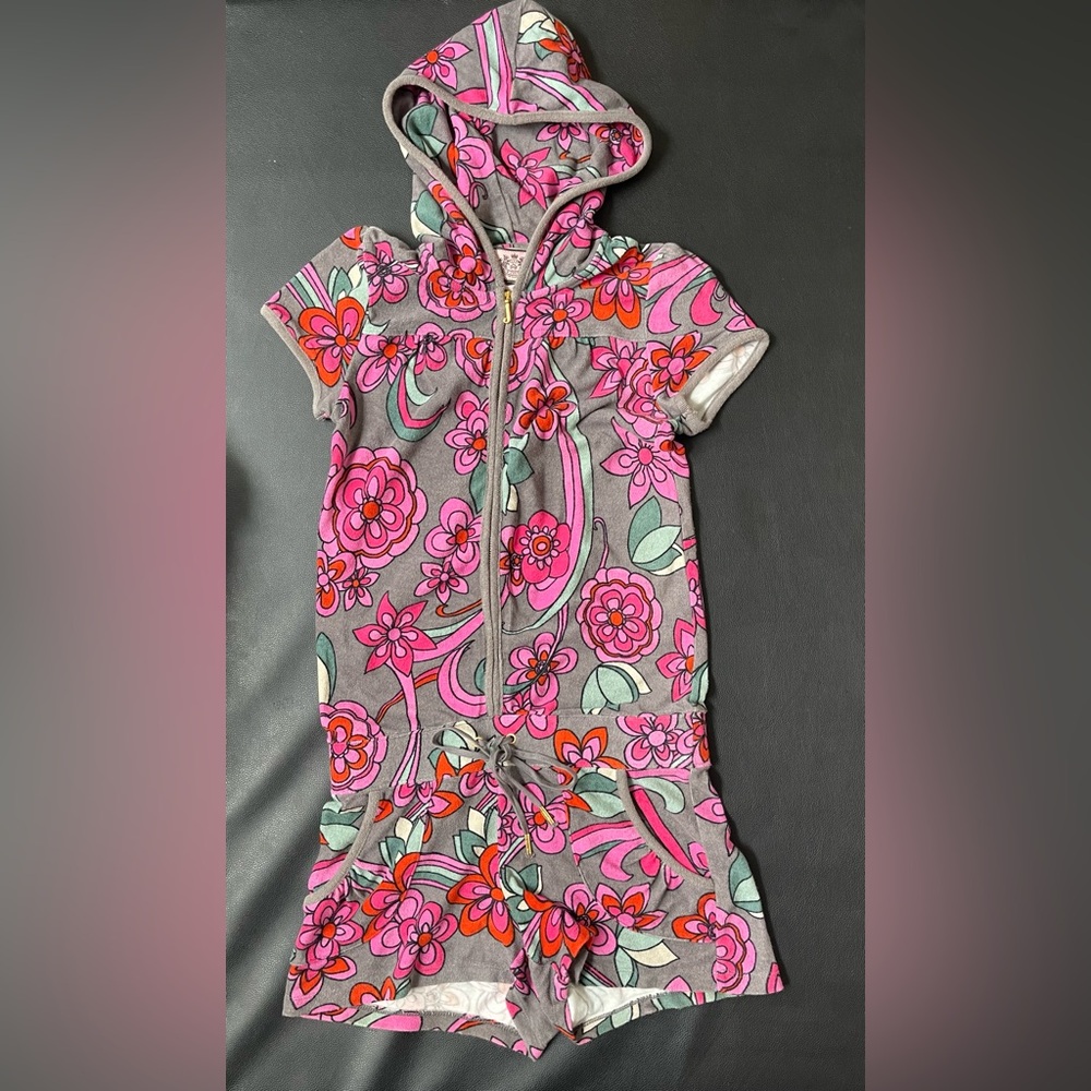 Juicy Couture Terry Floral Summer Romper Womens Size Small Beach Pool